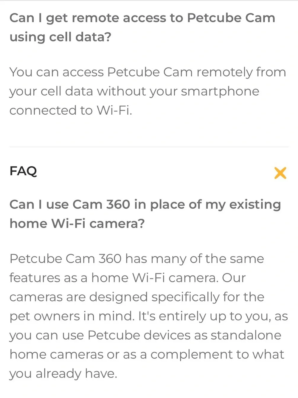 Petcube 360* Compact Home Pet Camera with USB Cable and Wall Mount